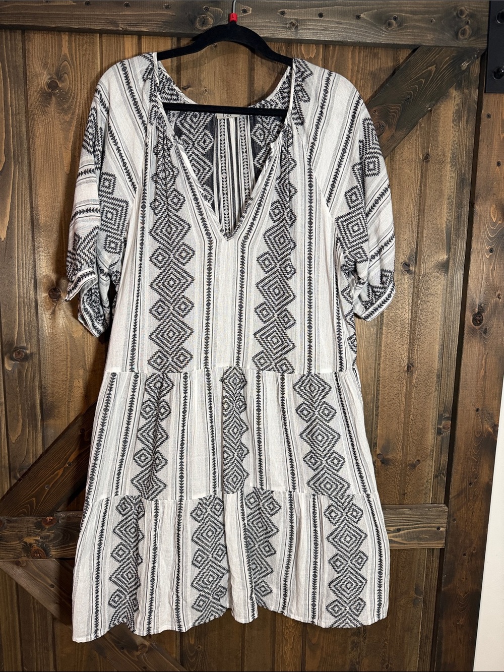 Dex Black and White Striped Geometric Mini Dress